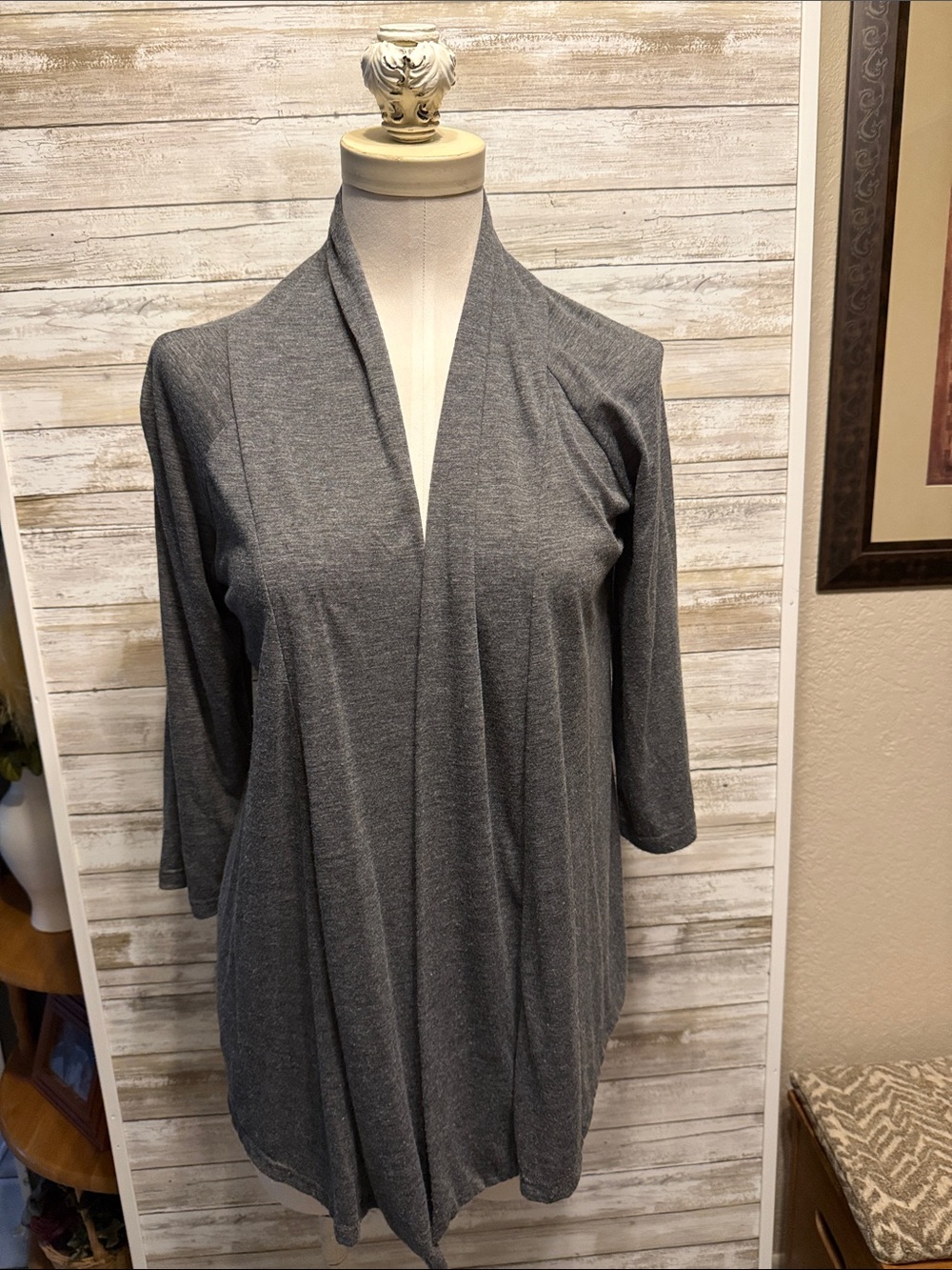 Alyx Charcoal Open-Front Draped Cardigan
